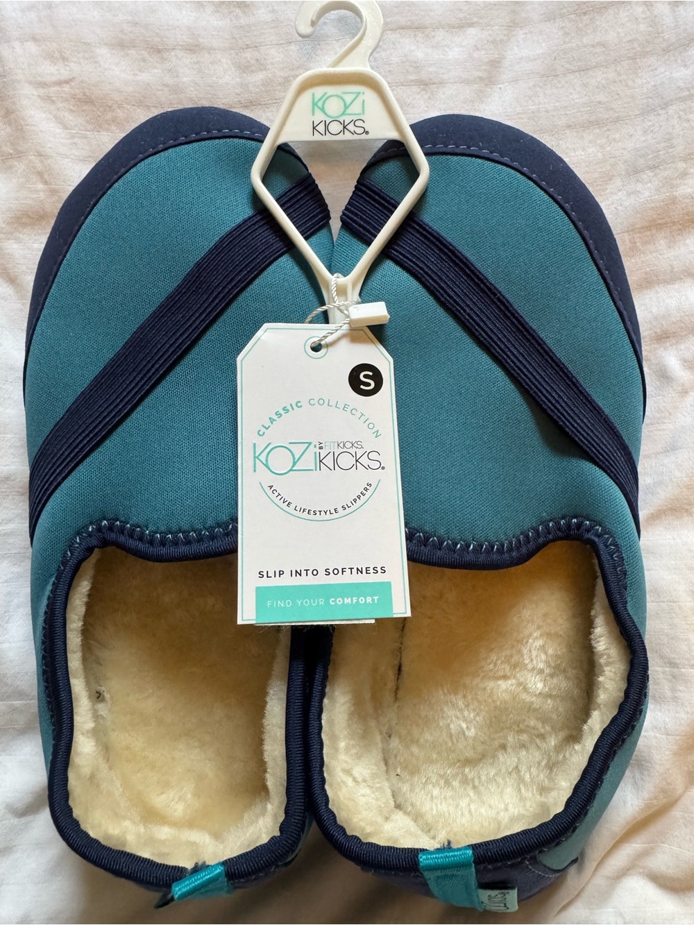 KoziKicks Slippers in Teal and Navy